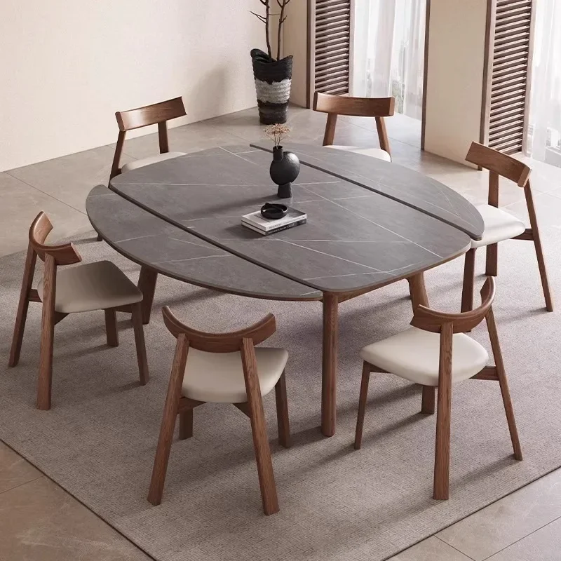 

Household small apartment variable round table modern simple light luxury square and round dining table