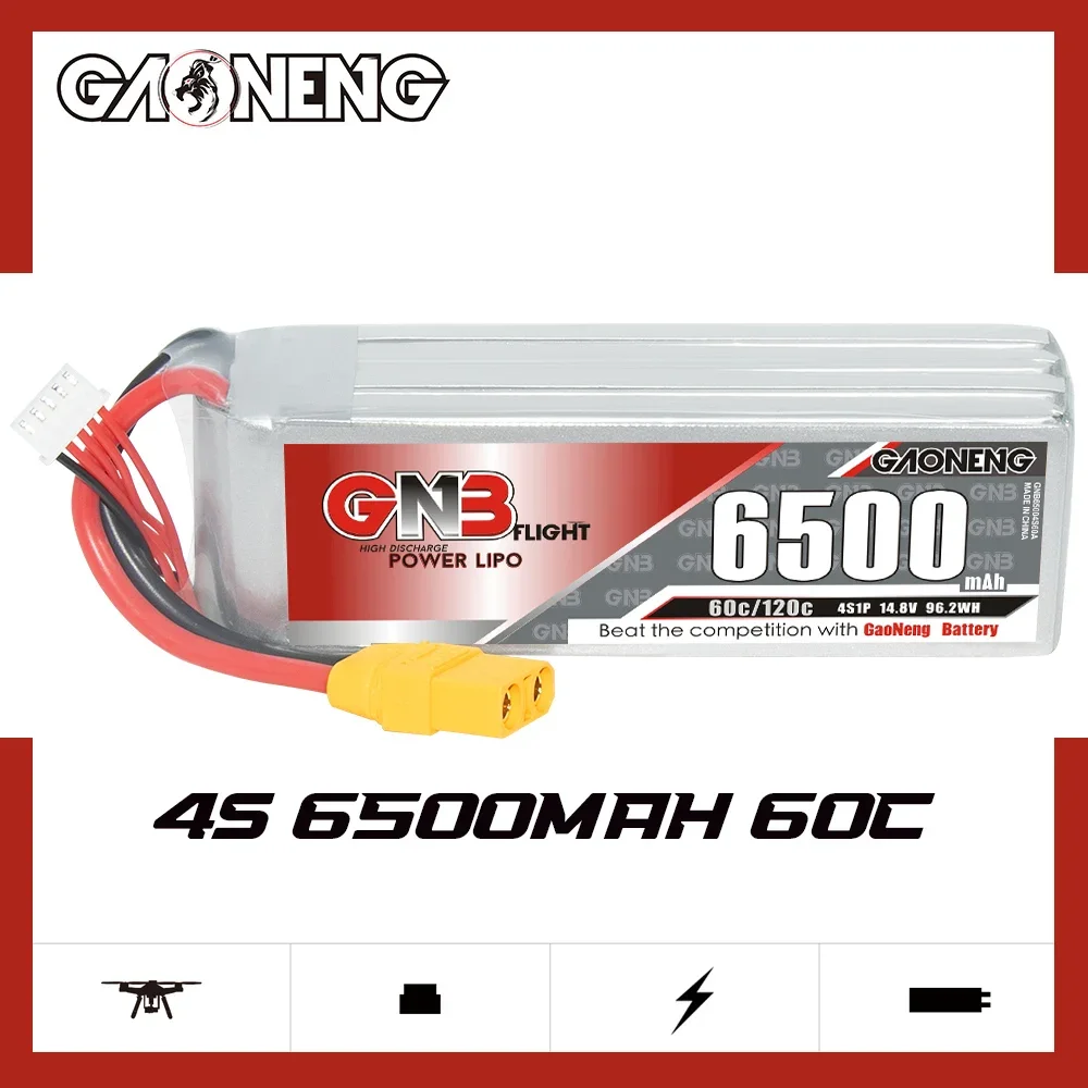 GAONENG GNB 6500mAh 4S 60C 120C 14.8V XT90 LiPo Battery Electric RC Devices Off-Load and On-Load RC Car Redcat Racing Monster