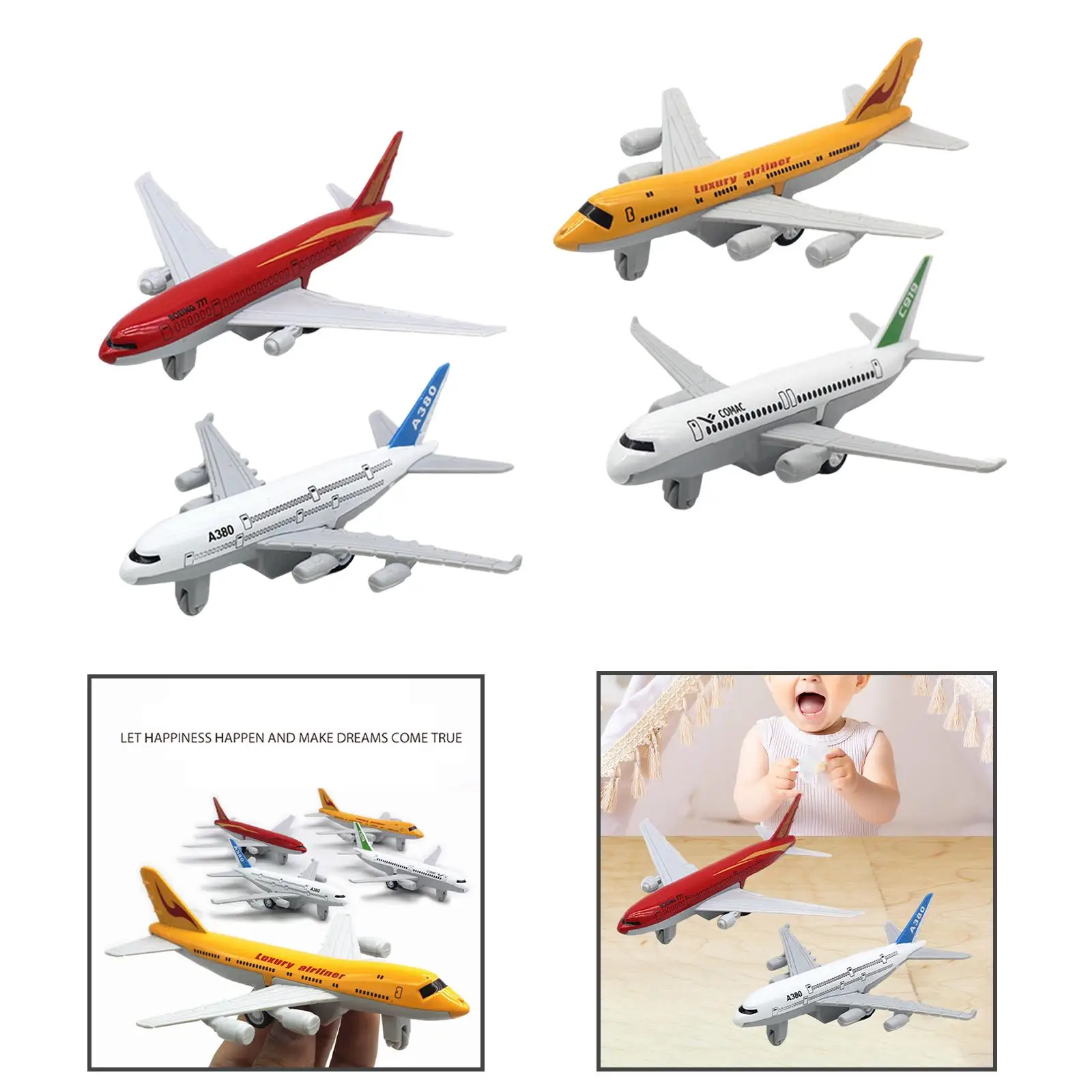 2x Flugzeugmodell mit Rückzugsfunktion, simuliertes Spielzeugflugzeug, Kinderspielzeug, Flugzeugjunge, Spielzeug für Dekor, Büro, Souvenirs, Regale, Geschenk