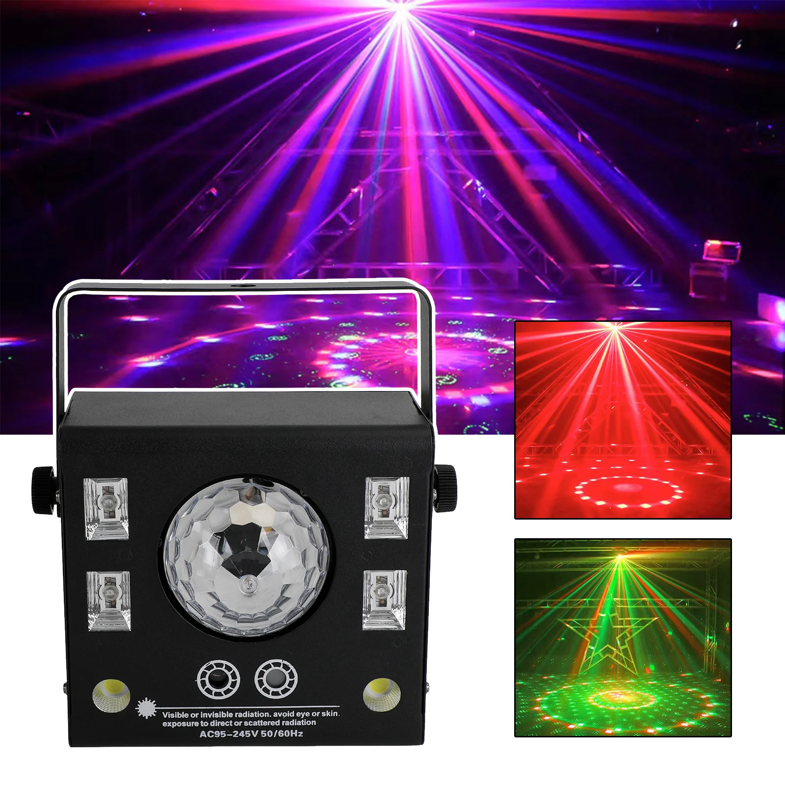 

Areyourshop 4 In 1 RGB Disco Party DJ Light LED Stage DMX Magic Ball Light Strobe Beam Light