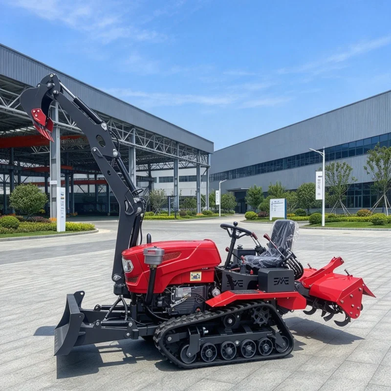 Customized Crawler Rotary Tiller for Narrow Greenhouse Space, Soil Loosening Machine Between Rows of Low Fruit Trees