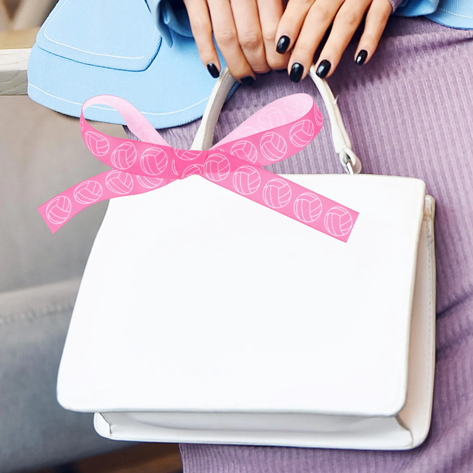 

6Pcs Volleyball Grosgrain Ribbon Pink Sports Pattern Soft Fabric for DIY Crafts Favor Wrapping and Cheer Team Decorations