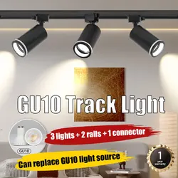 GU10 Track Light Set Track Lighting Wall Lamp Rail 220V Spot Lights Led Spotlight Fixture Clothing Store Shop Home Kitchen