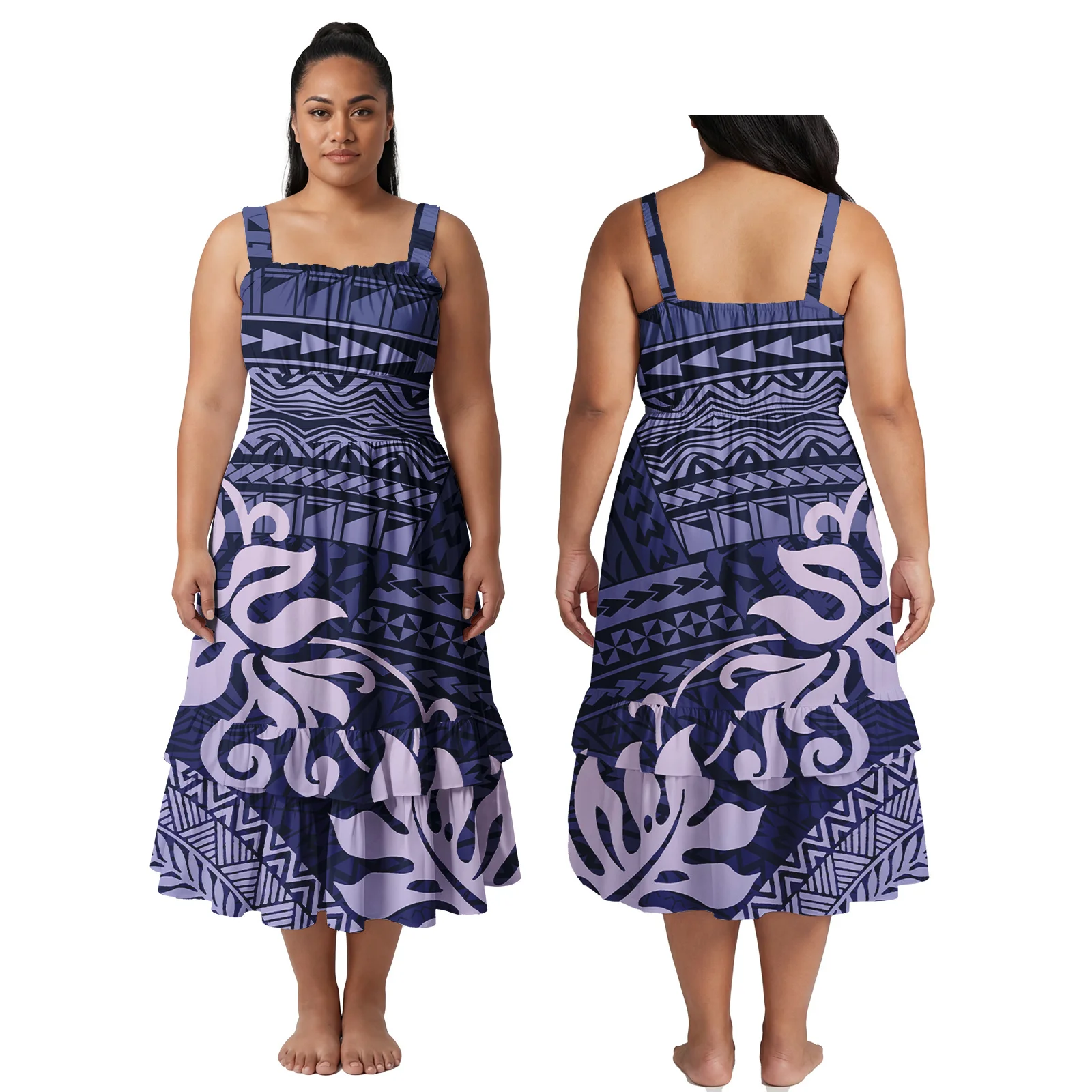 

Top Quality Clothes for Lady Custom Pattern Hawaiian Ladies Wear Party Off Shoulder Polynesian Skirts Strap Dress Women Samoan