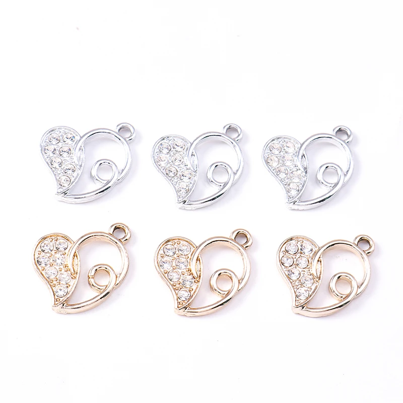 

Duarte 20Pcs/Lot Cute Crystal Alloy Love Heart Charms Pendants for Jewelry Making Earrings Necklaces Bracelets DIY Crafts Supply