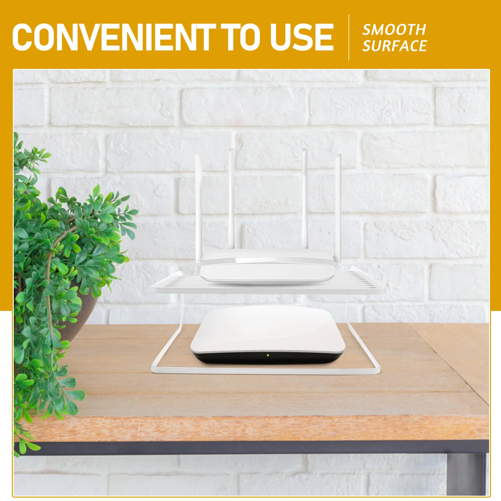 

Router Storage White Double-layer Tabletop Holder Cable Box Shelf Easy Clean No Tabletop Router Holder Rust