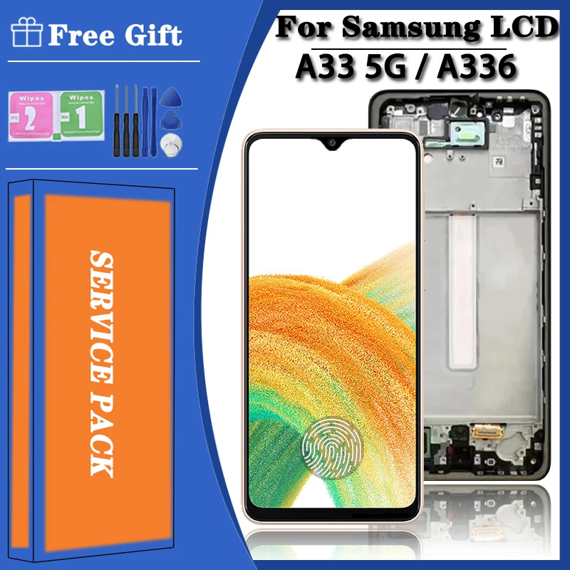 Super AMOLED For Samsung  A33 5G LCD Display With Frame Touch Screen Digitizer For samsung A336 LCD A336B A336U A336E