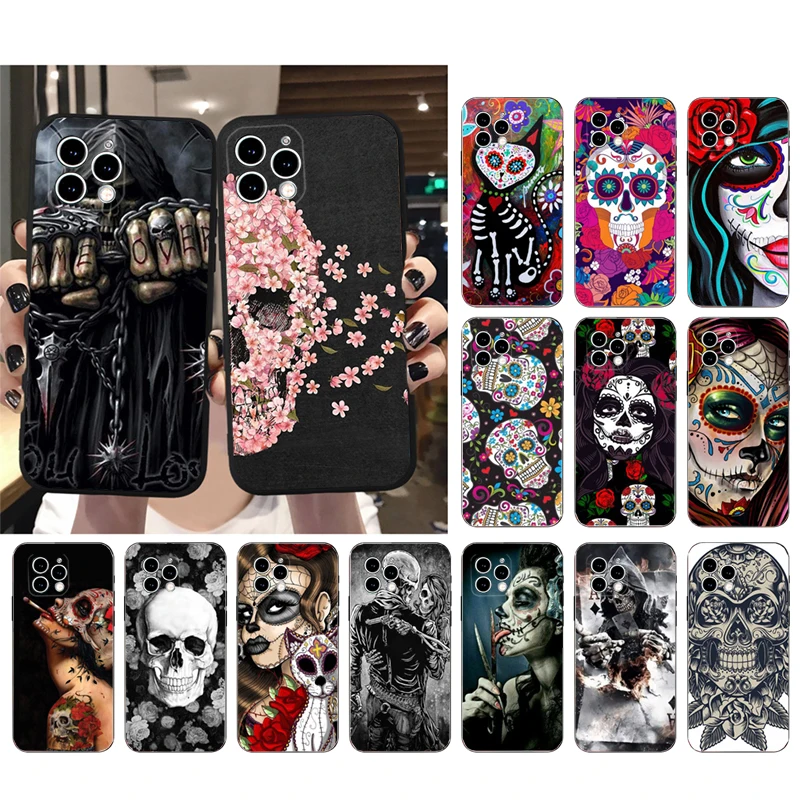 Phone Case For iphone 16 15 14 Pro Max 16 15 14 13 12 Pro 15Plus iphone 11 Skull Skeleton Woman Case Funda