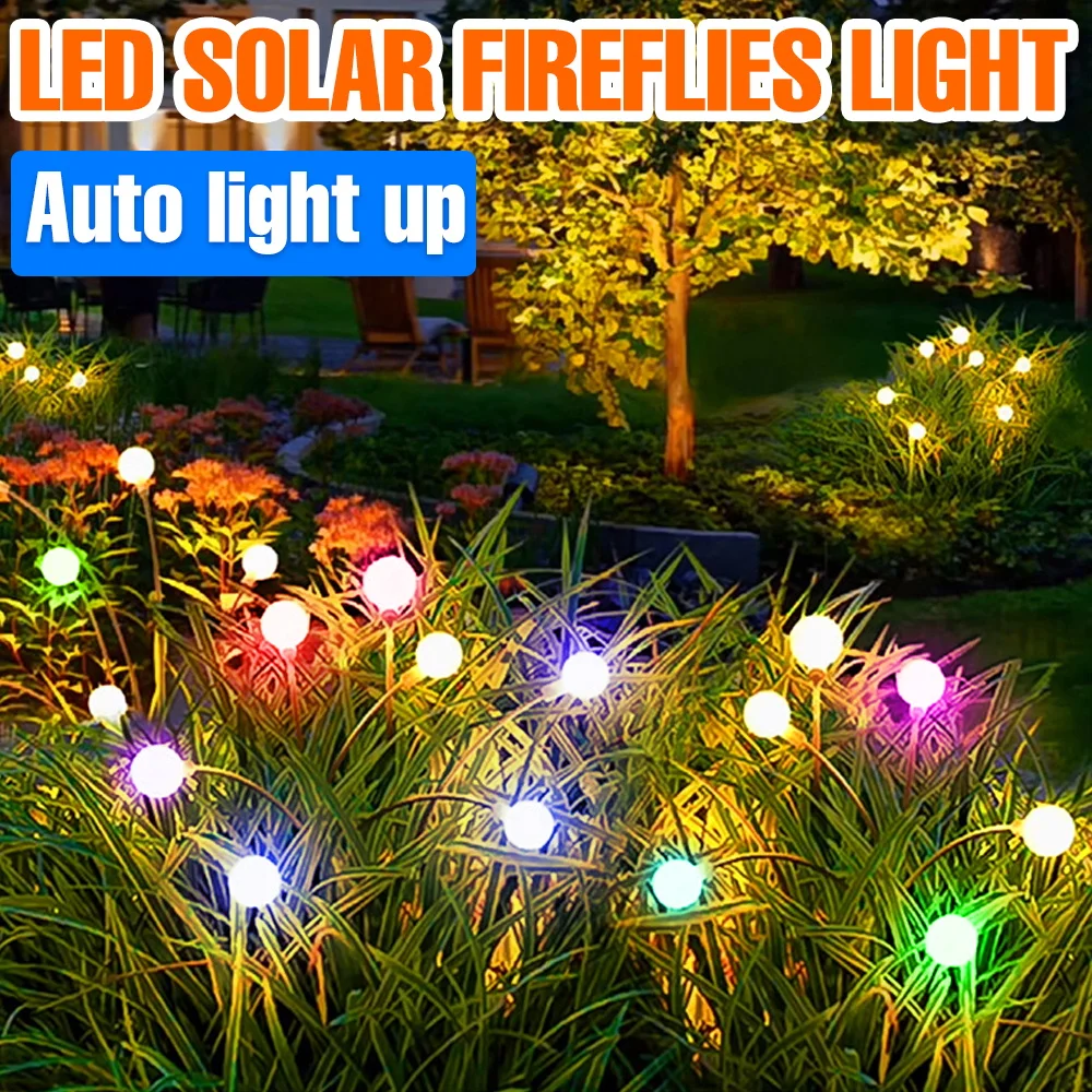 

LED RGB Solar Fireflies Lights Waterproof Outdoor Garden Decoration Christmas Dandelion Fairy Flash Firefly Lawn Lamp Warm White