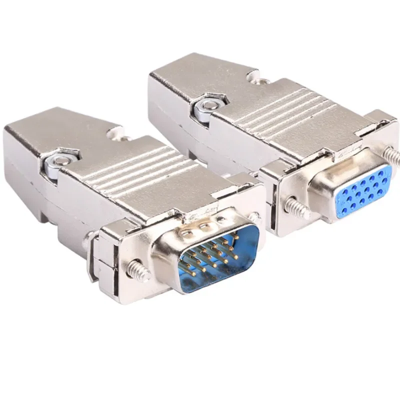 DB15 Female Male Connector Metal Shell Solder Type D-Sub Connectors VGA 15 Pin Plug Socket Adapter for DB15