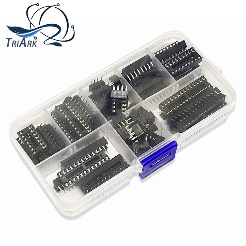 66PCS/lot with Box DIP IC Sockets Adaptor Solder Type Socket Kit 6 8 14 16 18 20 24 28 Pin DIP-6 DIP-8 DIP-14 IC Connector