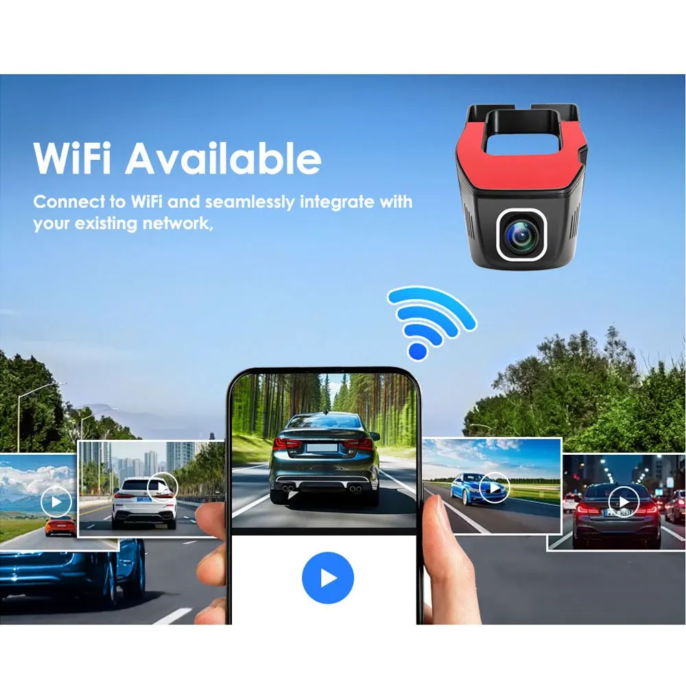 Single Lens WiFi Dash Cam, 1080P HD Recording, Phone Live View for Complete Evidence