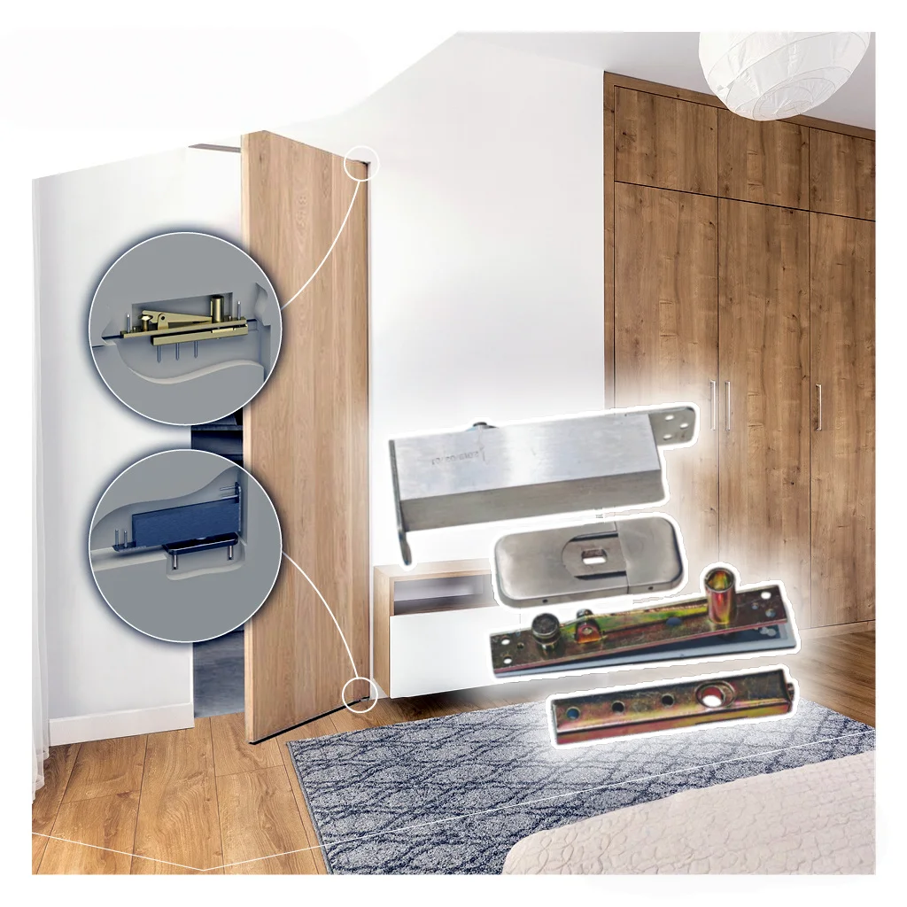 9CE 75kg Bearing Weight Wooden Doors No Digging Pivot Floor Spring Hinge Closer Swing Hydraulic Hidden Hinge Set