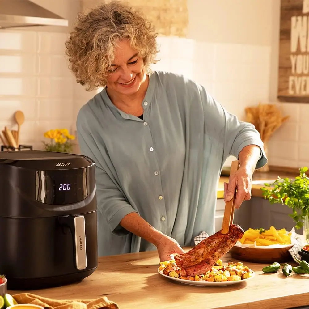 Cecotec oil free 7,6 L - Air Fryer - Cecofry Absolute 7600 Air Fryer 2000W, Digital and compact, perfeccook, temperature and time dimmable, touch Panel, 8 Modes