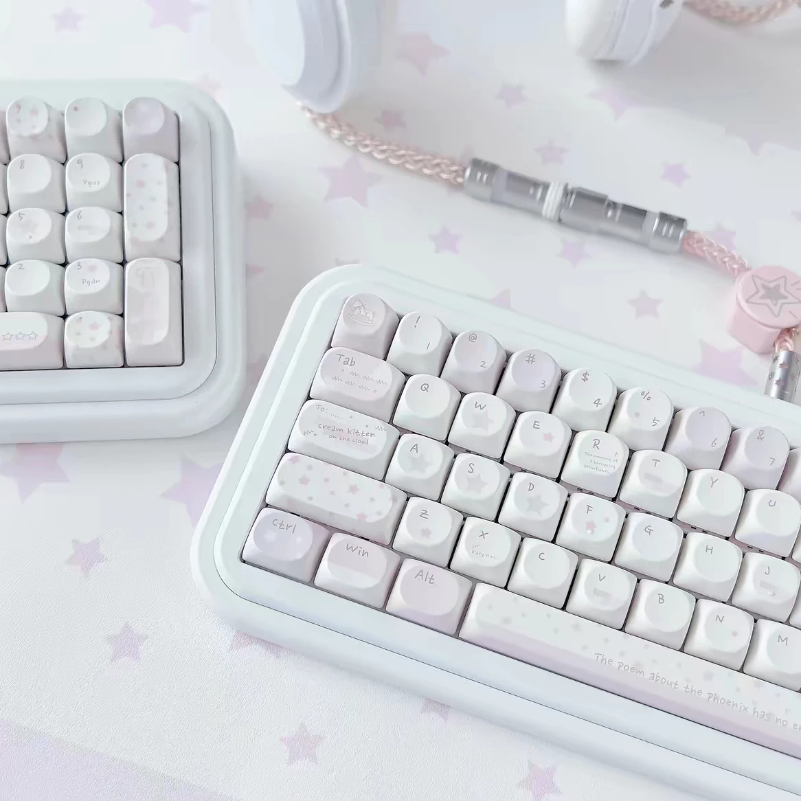 

Набор розовых кейкапов Bluebird Whisper, кастомные PBT-кейкапы с сублимационной печатью, профиль Cherry, для механических клавиатур
