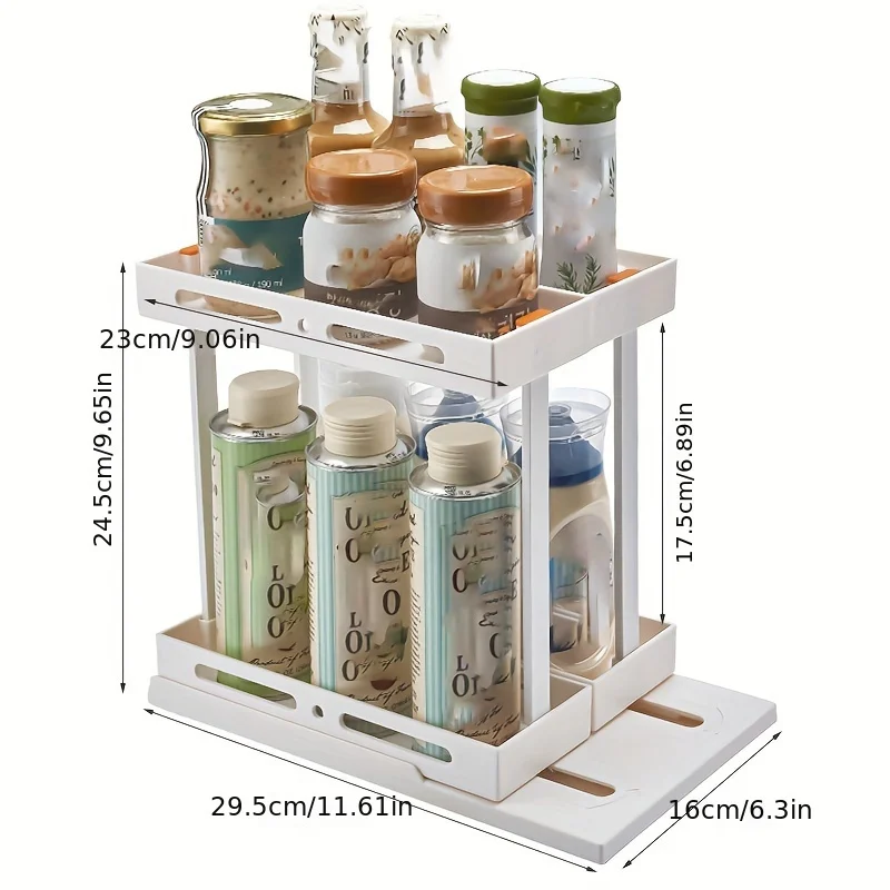 Multi functional rotating pull-out shelf rotating storage rack kitchen god desktop spice rack kitchen storage rack