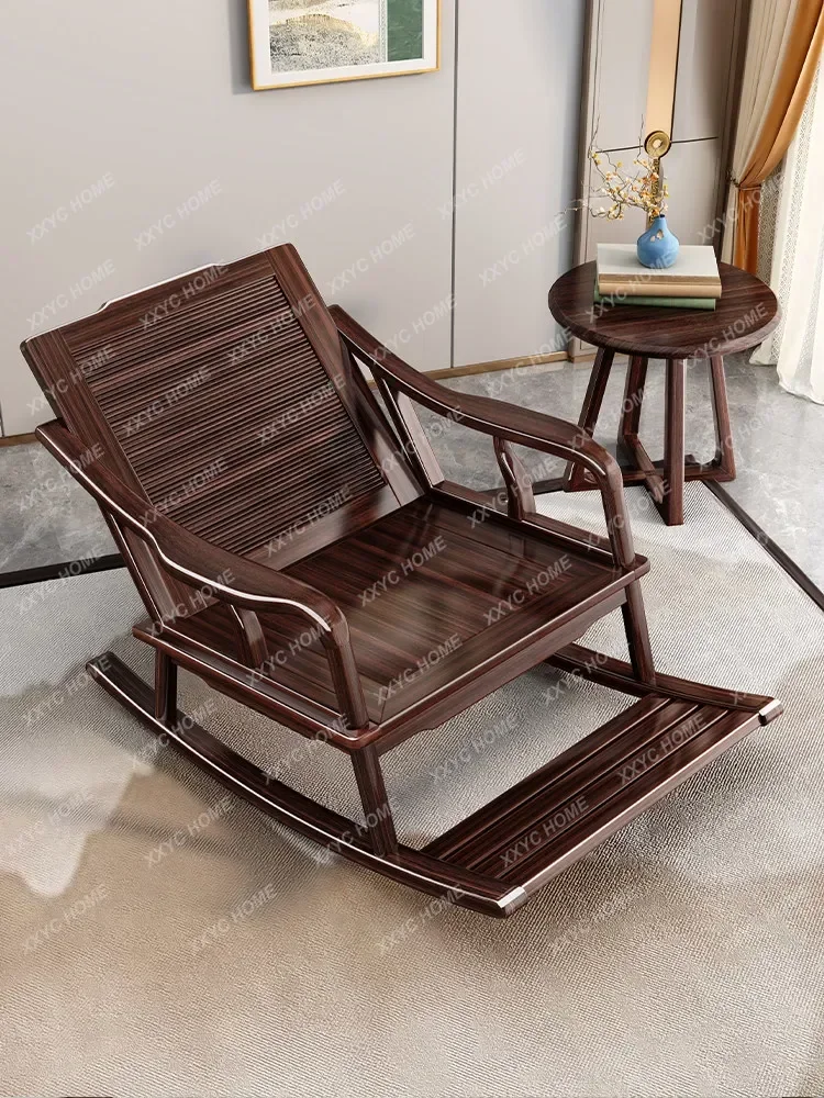 New Chinese Style Purple Sandalwood Solid Wood Rocking Chair Elderly Cooling Chair Balcony Lazy Nap Backrest Chair