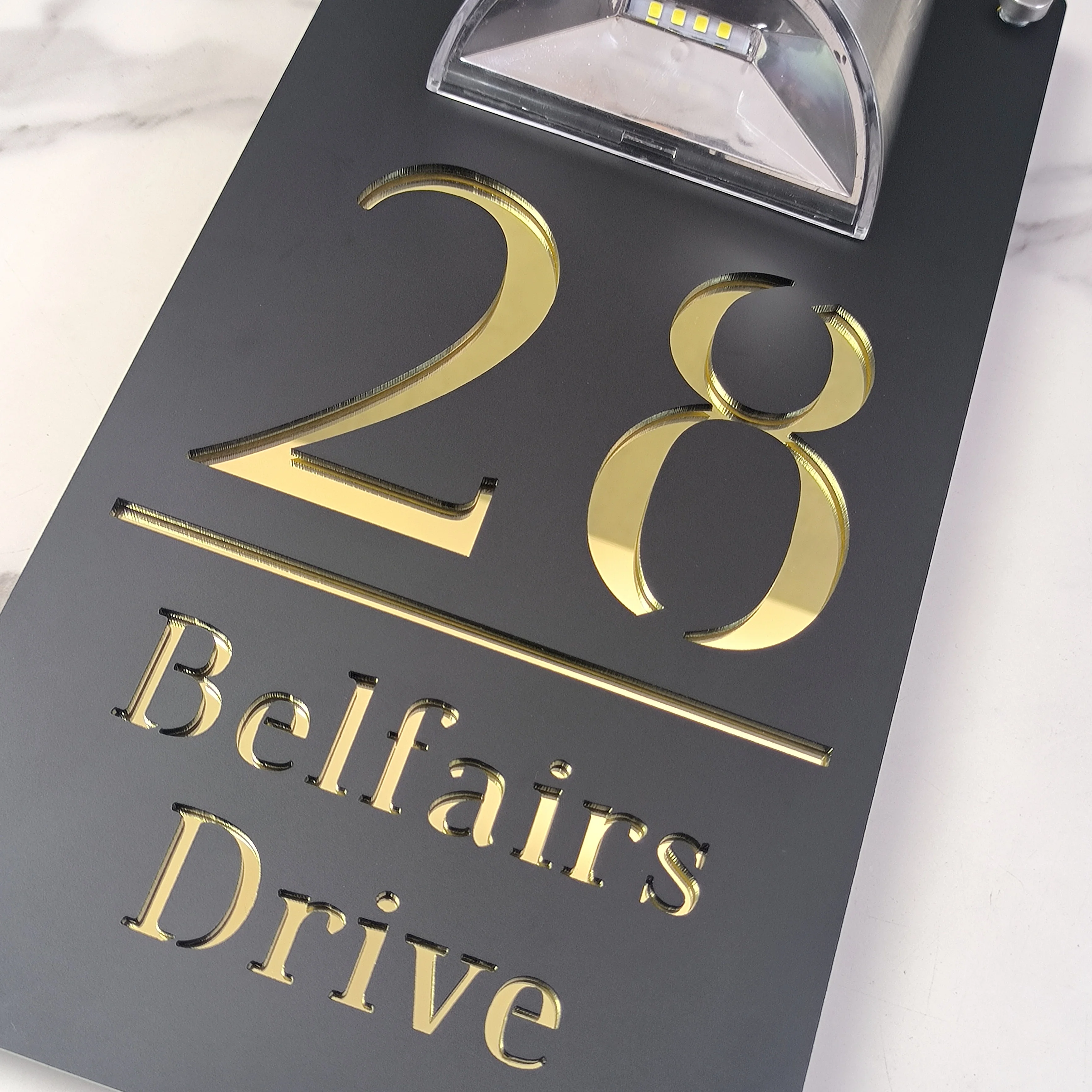 Водонепроницаемый солнечный светодиодный светильник для номера дома |   Изготовленный на заказ 3D акриловый адресный знак с именем семьи |   Наружная настенная табличка для домашней двери