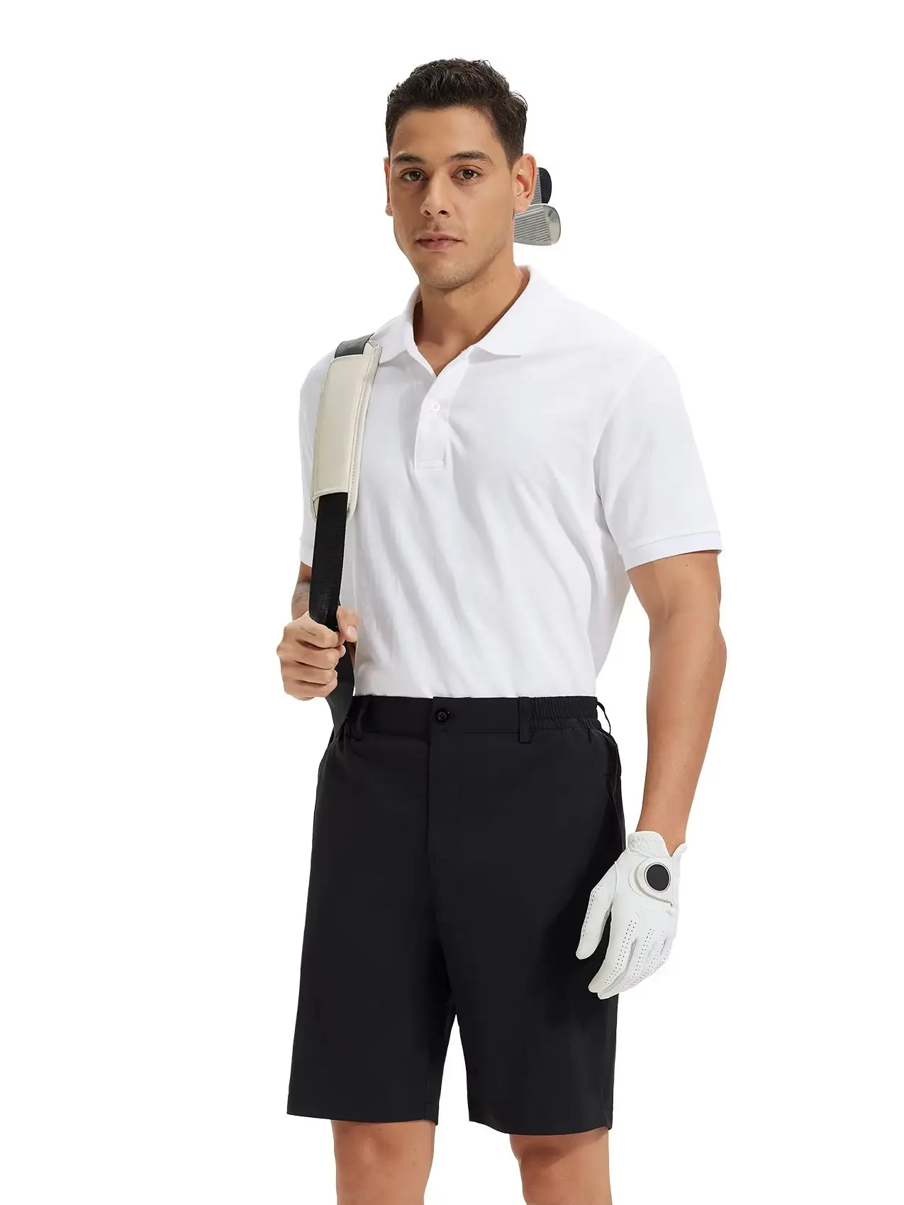 

Summer Men's Suit Golf Shorts, Trendy Work Dress Shorts, Stretch Waist Casual Shorts Quick Dry Shorts for Hiking Travel