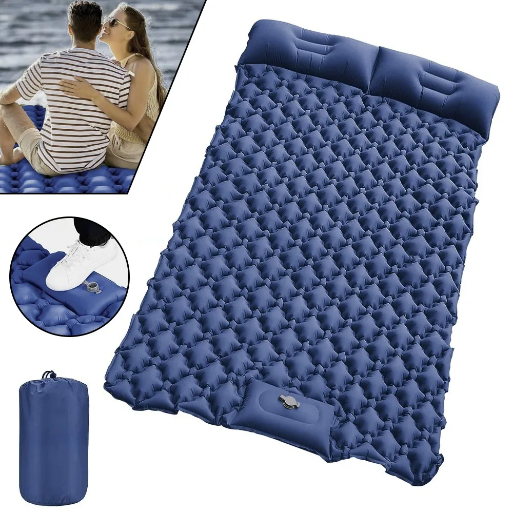 Matelas de camping double, matelas de camping auto-gonflant, matelas gonflable compact pour le camping, la randonnée, le trekking, tapis gonflables avec sac de transport
