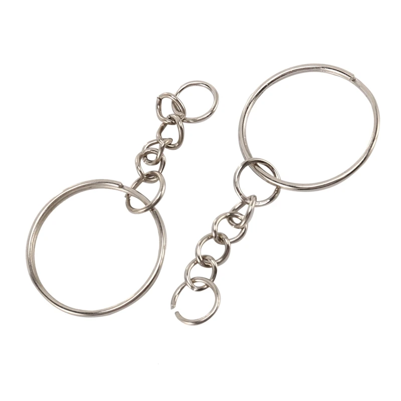 200Pcs Split Key Chain Rings With Chain Silver Key Ring And Open Jump Rings Bulk For Crafts DIY (1 Inch/25Mm)