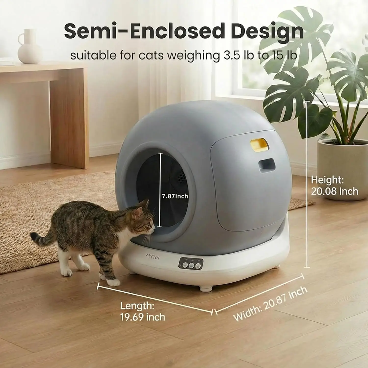 Self-Cleaning Cat Litter Box, 76L Compact, App & Safety Sensors