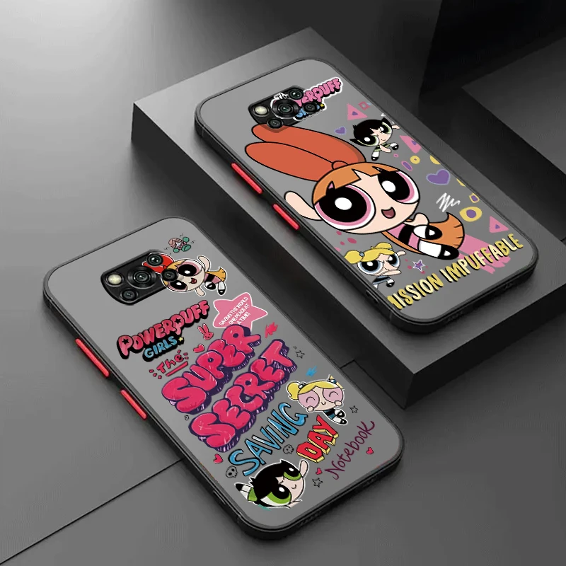 

Cartoon P-Powerpuffs Girls Frosted Translucent For Xiaomi Mi Poco X5 X4 X3 M6 M5S M5 M4 M3 F5 F4 F3 GT Pro 5G Soft Phone Case
