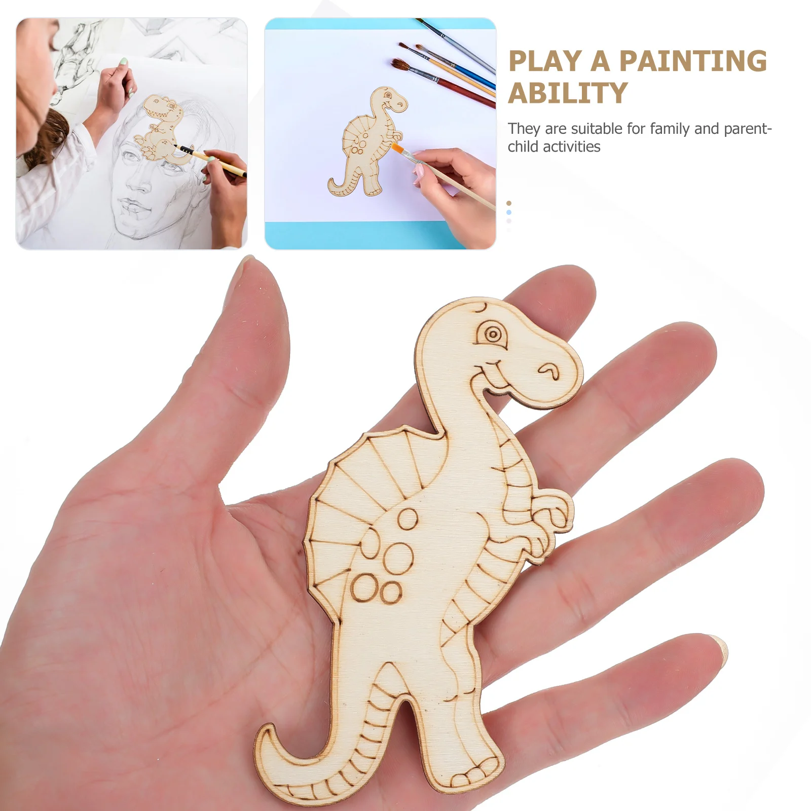 20 Pcs Toys Unfinished Wood Shapes Graffiti Dinosaur Chips Handmade Painting Cutouts for Crafts