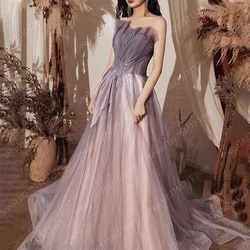 Elegant Long Prom Dresses for Women Scalloped Neck Floor-Length A-Line Prom Party Wedding Gala Dress Special Events Maxi 2024