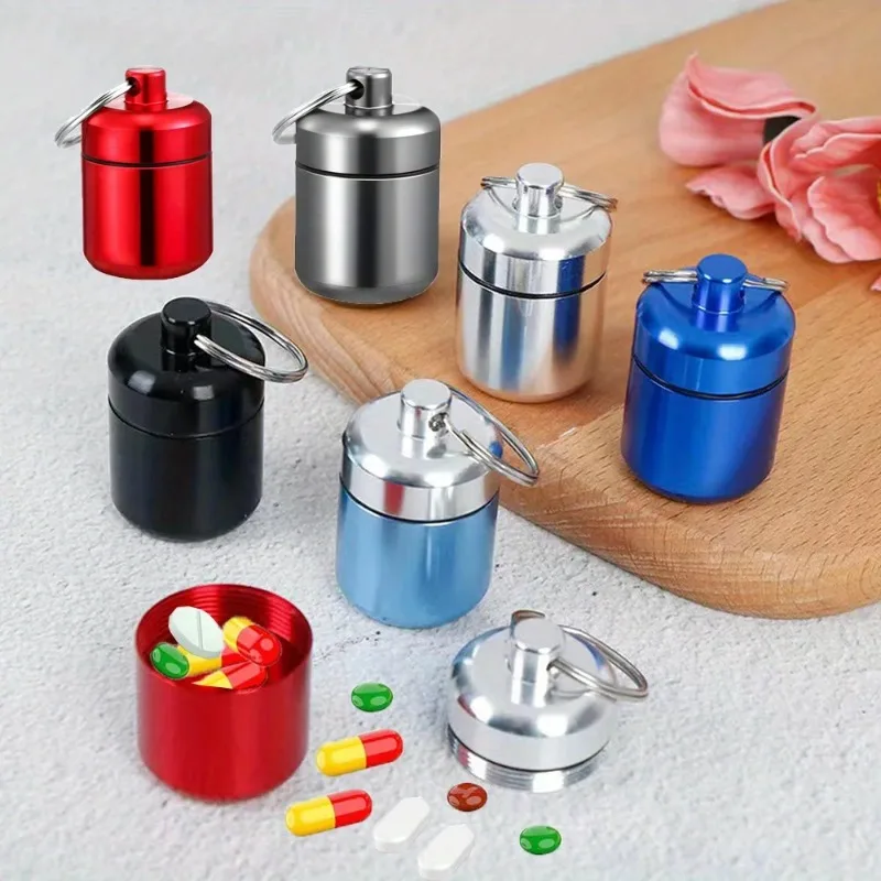 Aluminum Alloy Cartridge Sealed Metal Aluminum Can with Key Ring Coin Storage Earplug Aluminum Bottle Pill Bottle Container Box