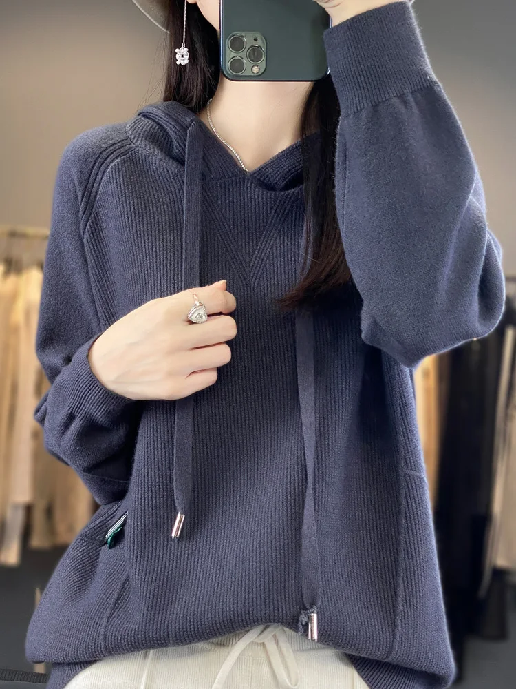 2024 Spring and Autumn Osmanthus Needle Hoodie Fashionable High Quality Soft Touch Women\'s Ideal Knitwear