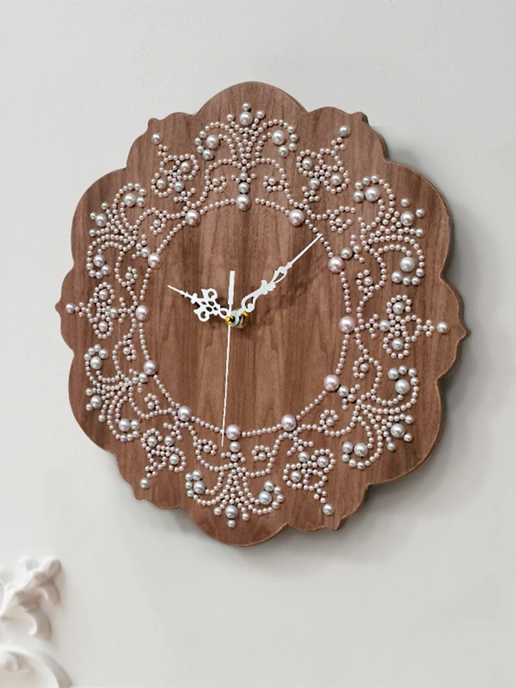 ساعات غرفة المعيشة لوحات معلقة العتيقة من الدرجة العالية 2025 جديد مطعم ساعة حائط اللؤلؤ سطح المكتب البندول ساعة كتم الصوت #2