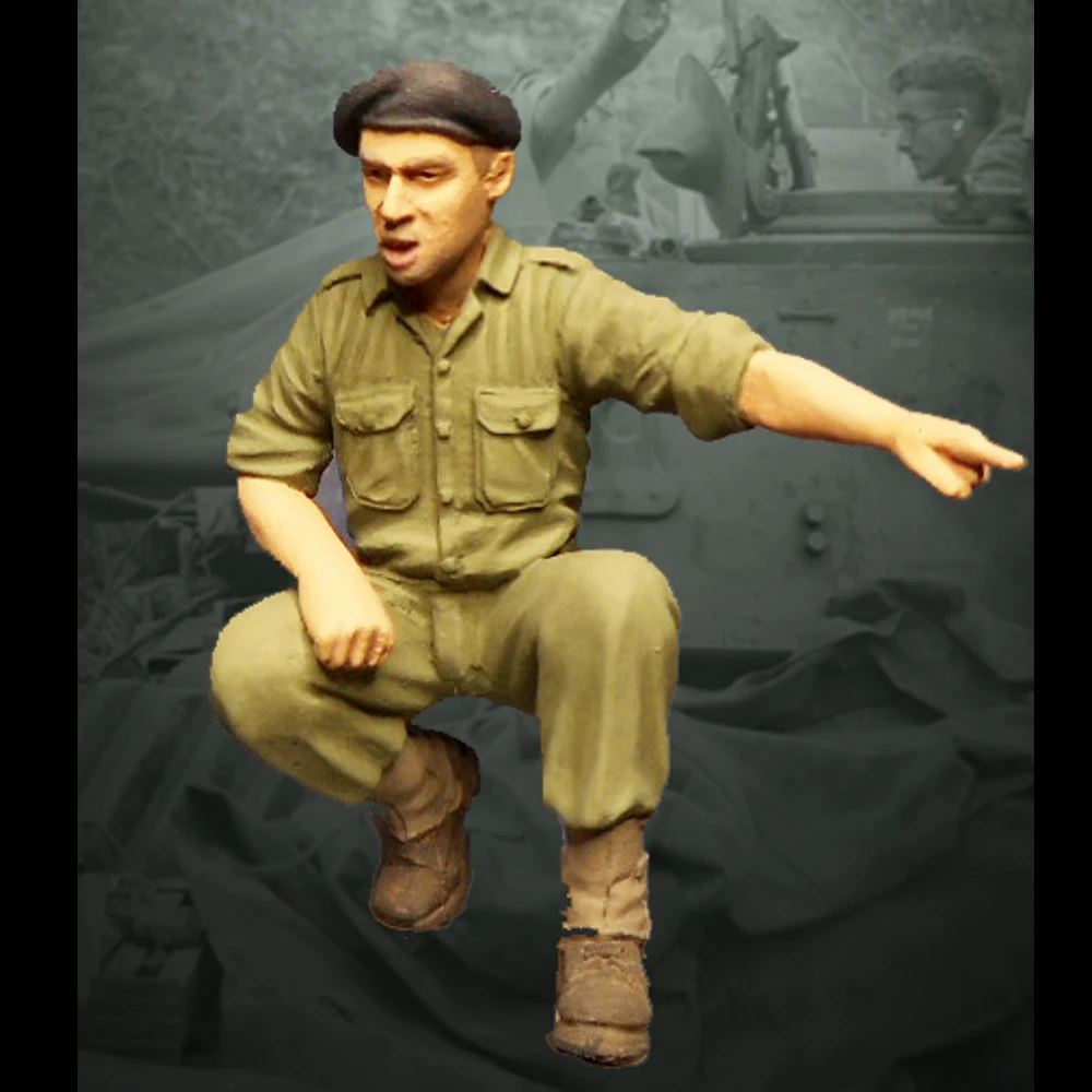 Tanque australiano 1/35 No. 2, Figura de soldado en posición de sentadilla, modelo de resina, temas militares, kit sin montar y sin pintar