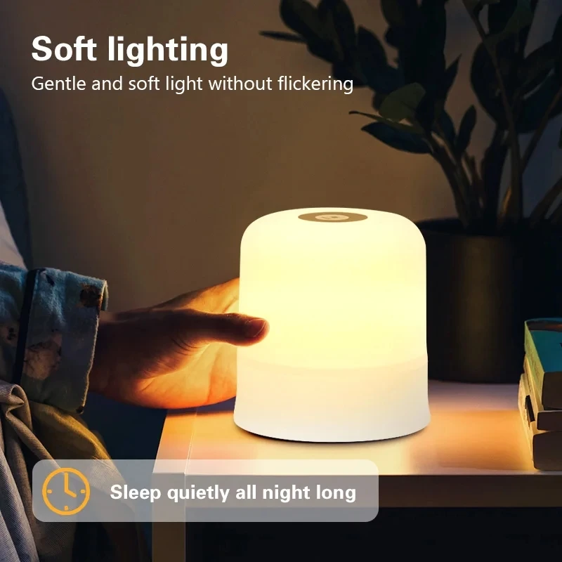 Touch LED Night Light USB Table Lamps Rechargeable Dimmable Bedside Light for Bedroom Decor Home Christmas Gift Child Night Lamp