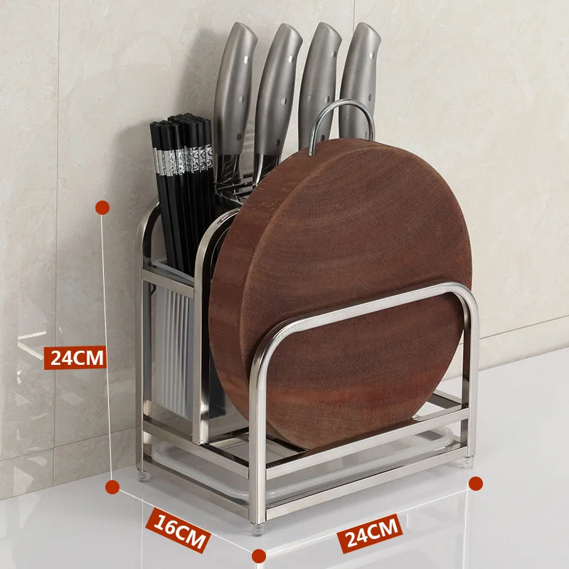 Stainless Steel Kitchen Storage Holder, Floor Type Shelf Rack, Pot Lid Cutting Board Holder, Knife Tableware Organizer