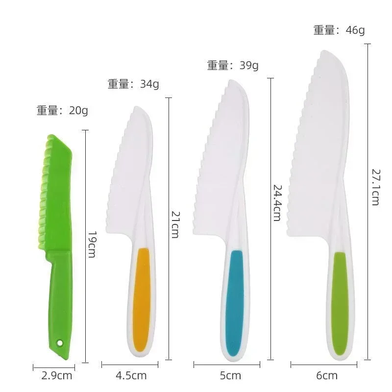 Set di coltelli da cucina in Nylon coltelli da cucina per bambini bordi seghettati coltelli per bambini coltello in plastica per bambini per