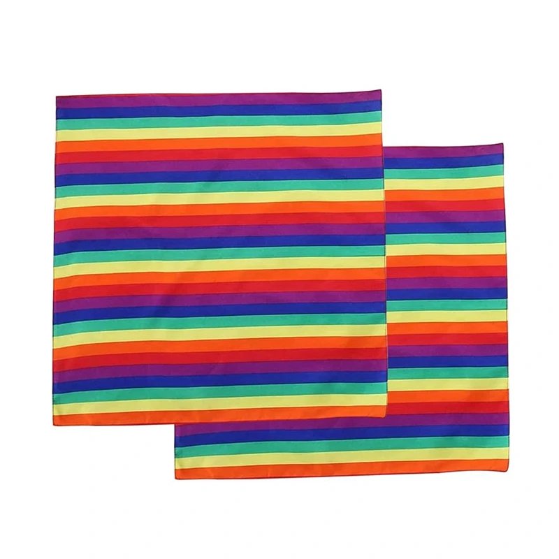 2 Pcs Rainbow Bandana Accessory Fancy Dress Headbands Handkerchief Bandana Scarf For Men Women Neck Scarf Accessories