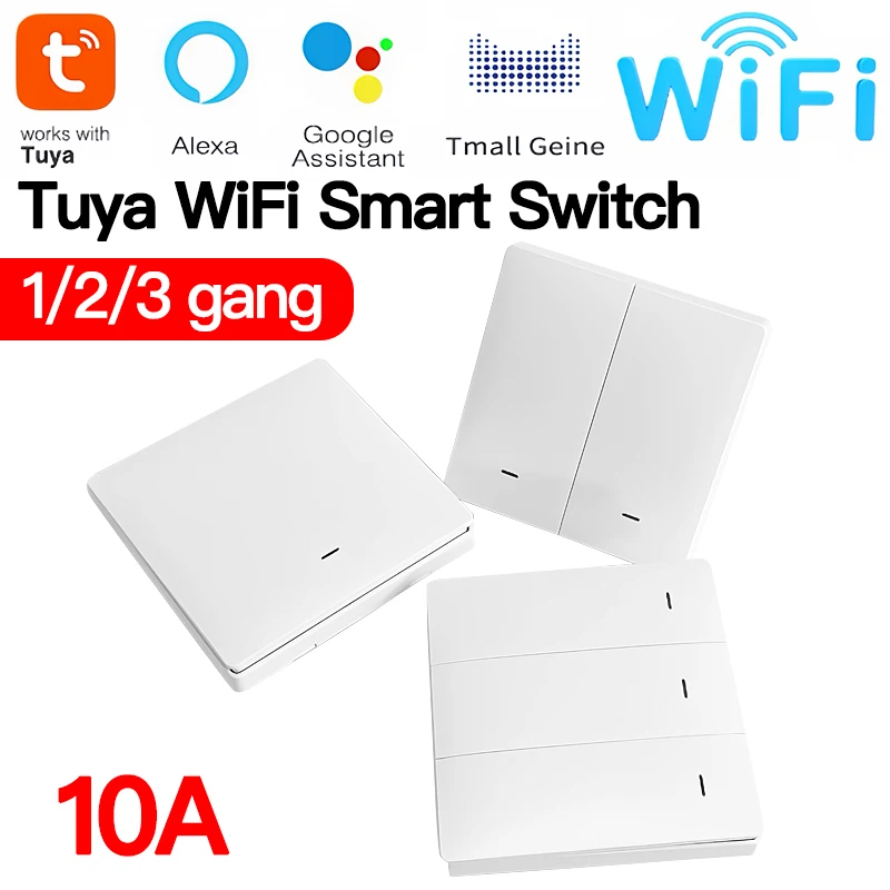 

Умный выключатель света Tuya ZigBee (1/2/3 группы) с передатчиком, нейтральным проводом/конденсатором, подходит для Alexa Google Home