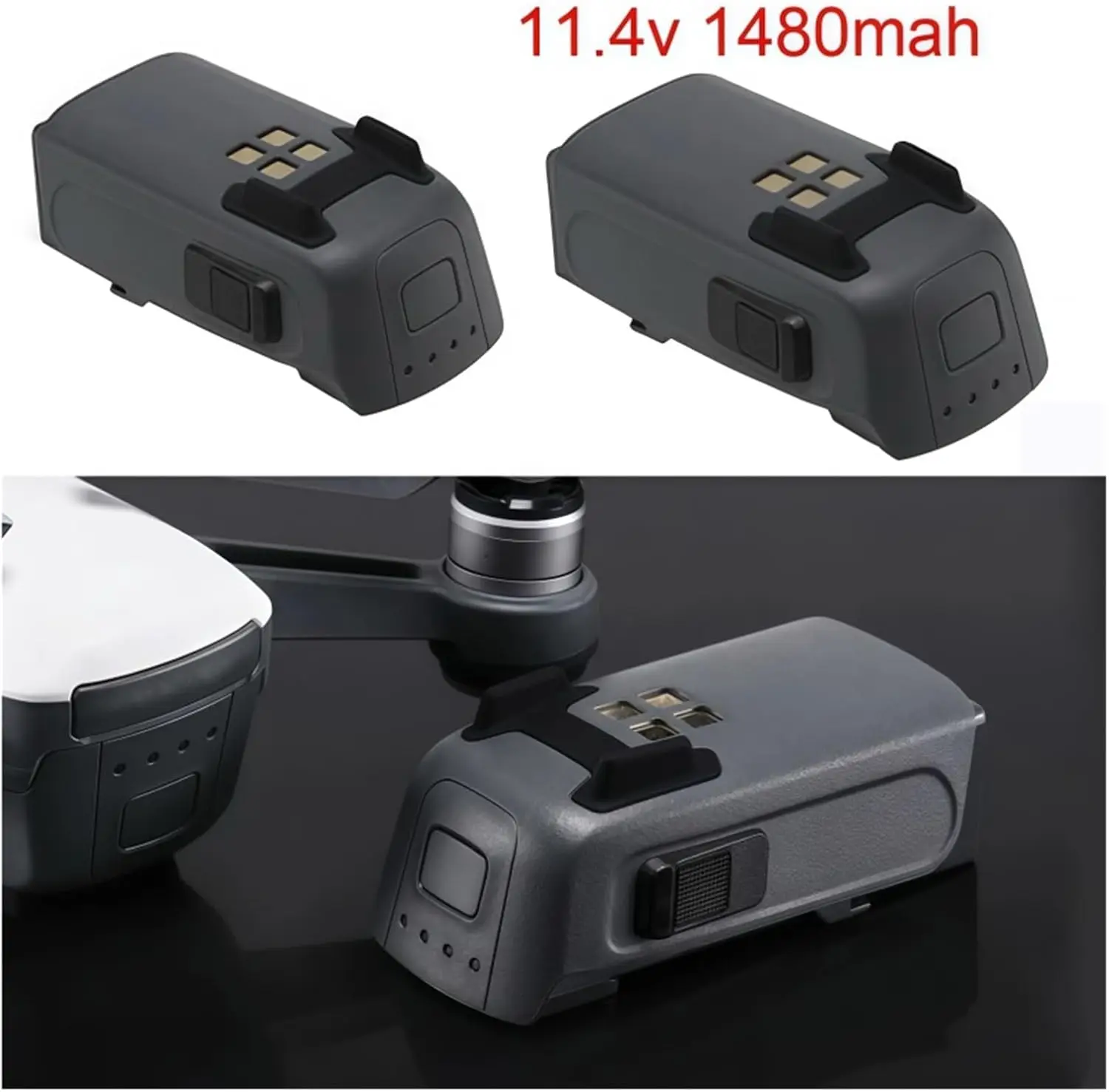 1480mAh 11.4V RC Drone Battery ，Compatible for DJI Spark UAV Battery Accessories(2pcs)