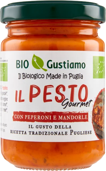 Pesto peperoni e mandorle 140g-bio gustiamo