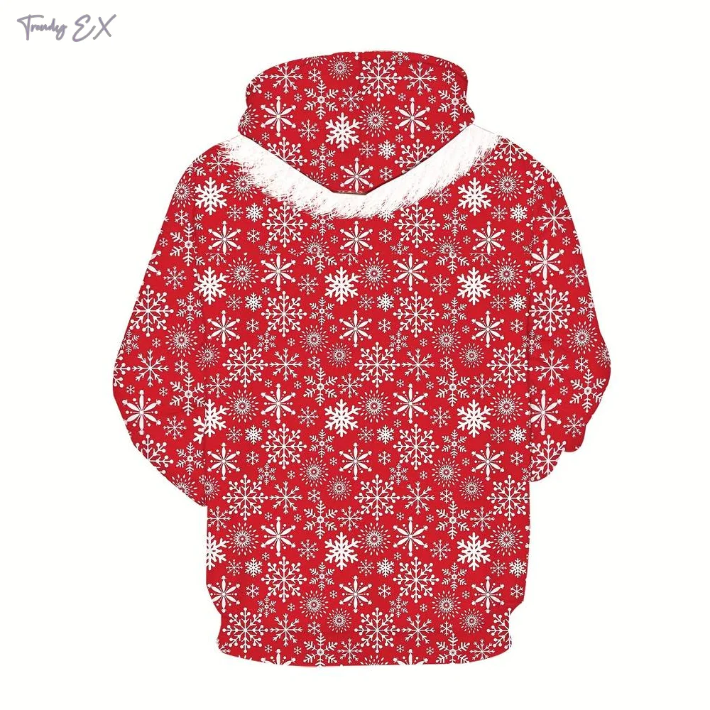 Christmas Men's Sweatshirt 3D Fitness Abs Print Outdoors Sports Graphic Hoodie Harajuku Kangaroo Pocket Design Mens Clothing