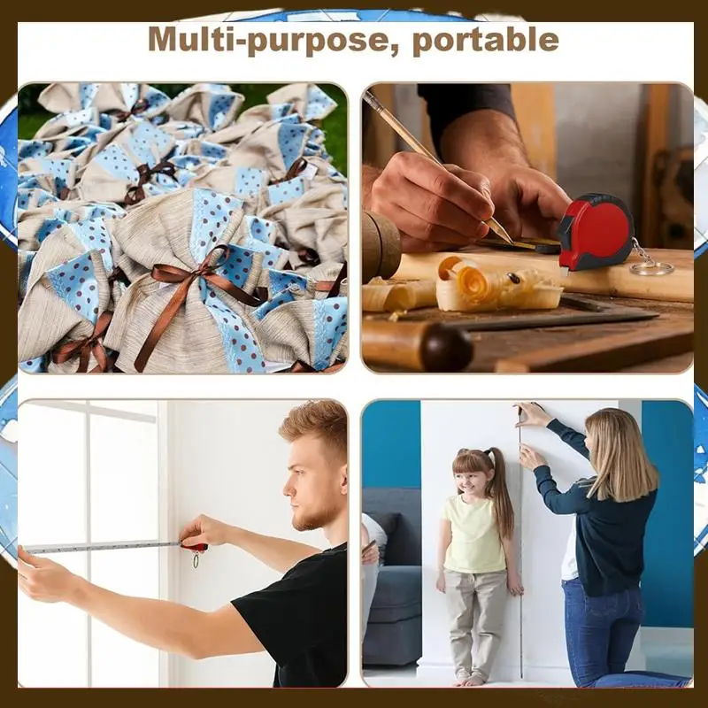 

Mini Tape Measure Keychain Set, 3 Ft Retractable, 24 Pieces, Pocket Size With Lock-TFBC