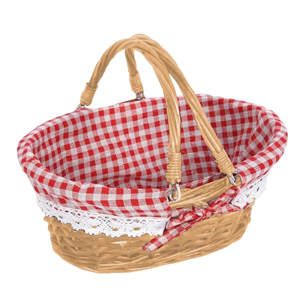 Multoclor Wicker Picnic Basket Weaving Design with Handle Hand Basket Handicraft Large Capacity Wicker Woven Basket