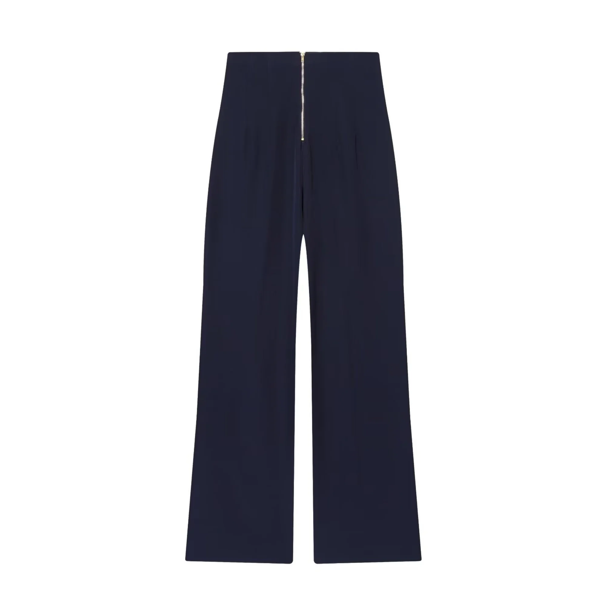 Damskie spodnie na wiosnę i jesień, gładkie, proste, długie, nowe, z wysokim stanem, z ozdobnym zamkiem błyskawicznym, do pracy, modne, codzienne, w stylu OL.