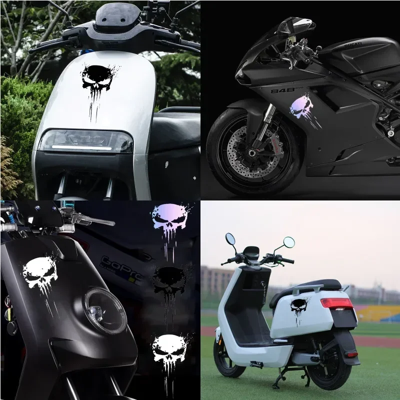 Motorcycle Skull Sticker Reflective Decal Stickers Waterproof Sun Protection Universal Car Motorbike Decoration Accessories