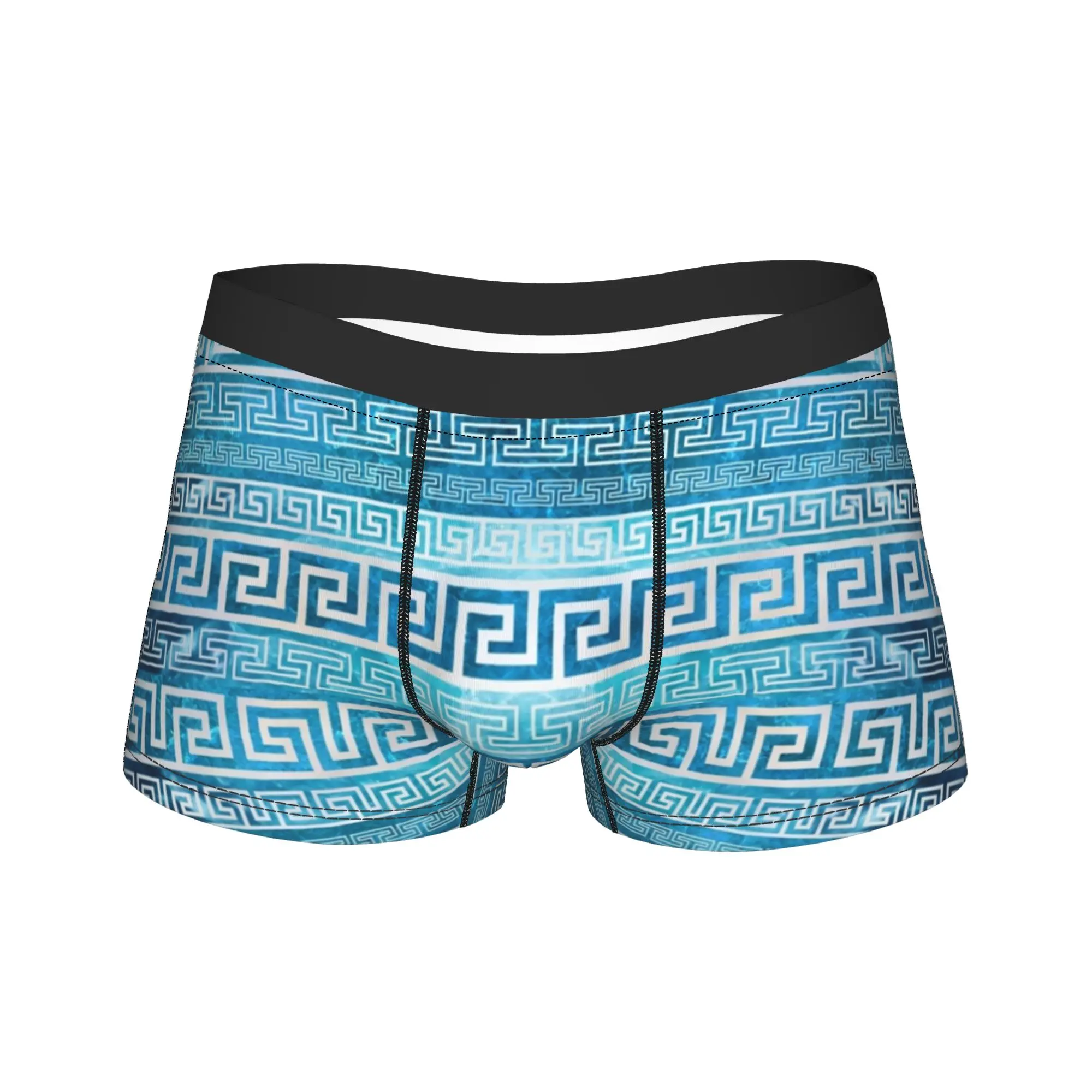 

Мужской греческий меандр с узором, греческий ключ, орнамент, длинное нижнее белье, забавные трусы-боксеры, шорты, мужские дышащие трусы M-XXL