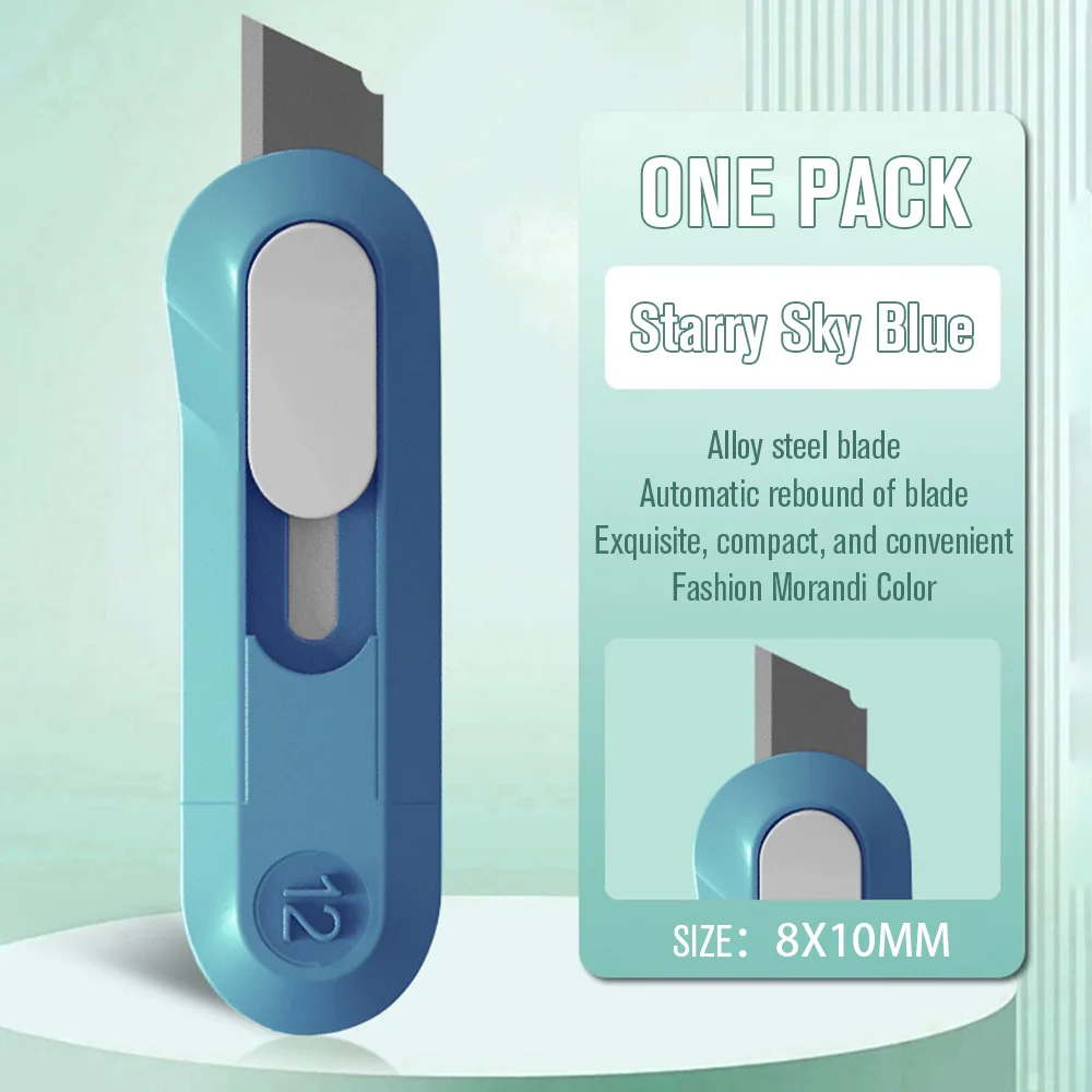 Retractable Utility Knife Mini Paper Cutter Portable Artwork Knife Automatic Box Opener Pocket Cutter For Office School Supplies