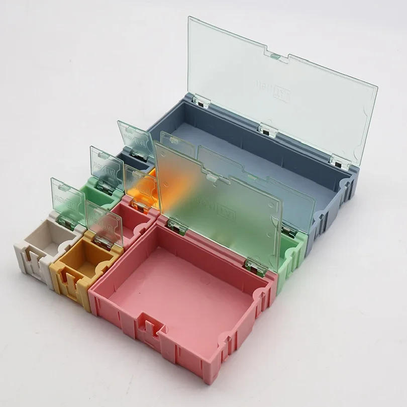 9pcs/set SMD Container SMT IC Electronic Component Mini Storage Box Jewelry Case Diy Practical for Small Component Jewelry Tool