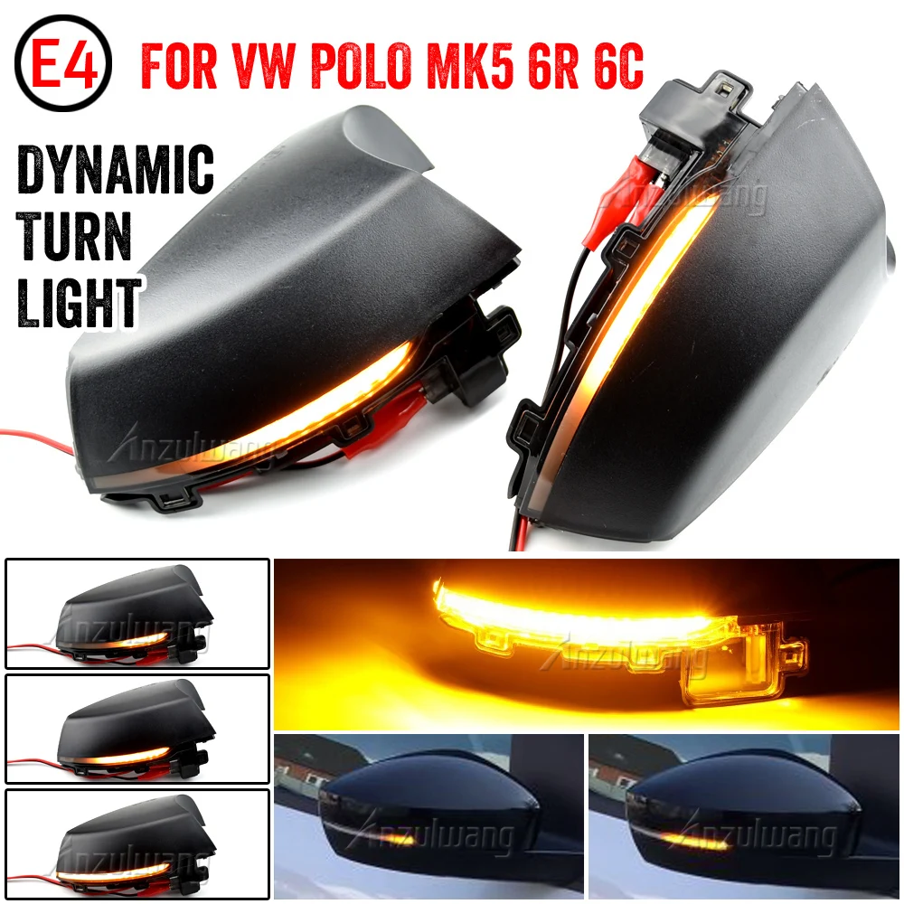 Side Wing Mirror Indicator Dynamic Turn Signal LED Light For Volkswagen VW Polo MK5 6R 6C 2009 2010 2011 2012 2013 2014 -2017