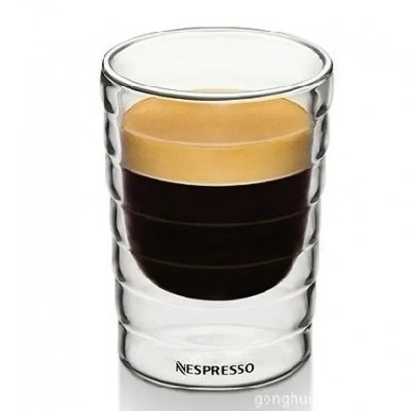 Compatible Heat-Resistant Coffee Mug - Double Wall Insulated Glass Cup for Hot/Cold Beverages, Transparent Handcrafted Drinkware
